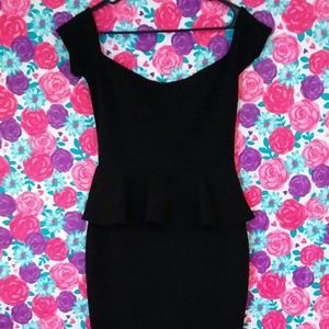 Beautiful Long Black Peplum Dress